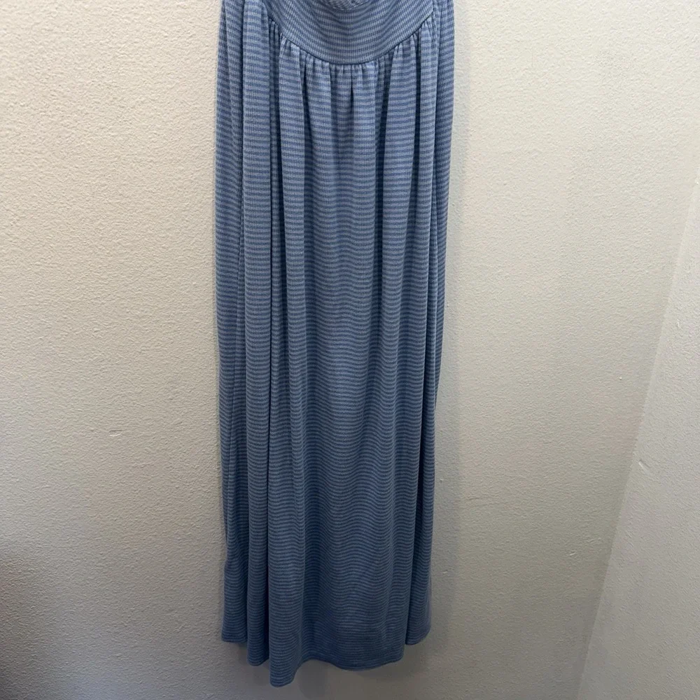 Free People Size M Nina Summer Halter Maxi Dress Coastal Boho Striped Sundress - Picture 5 of 12